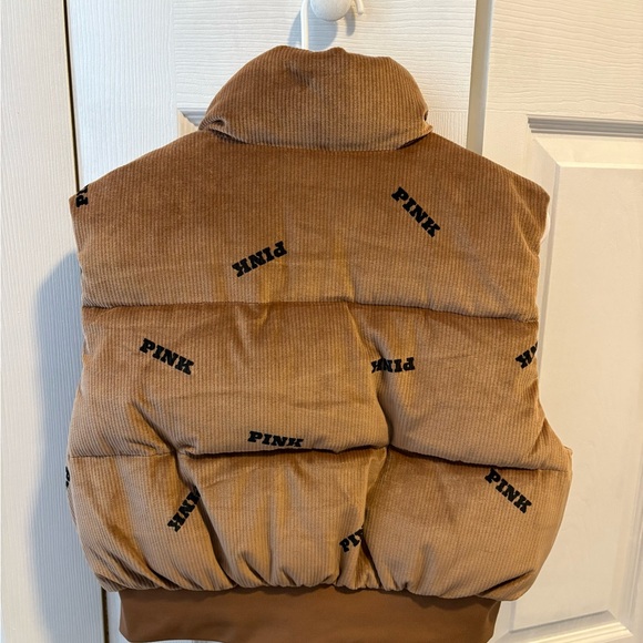NWOT Victoria’s Secret PINK Rib Velour Crop Puffer Vest - MEDIUM - Picture 2 of 5